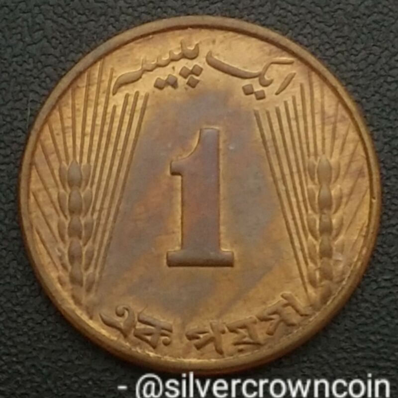 Pakistan 1 Paisa 1964. KM#24. Bronze One Cent Coin. Crescent 🌙 🌟 Star. 1964-65