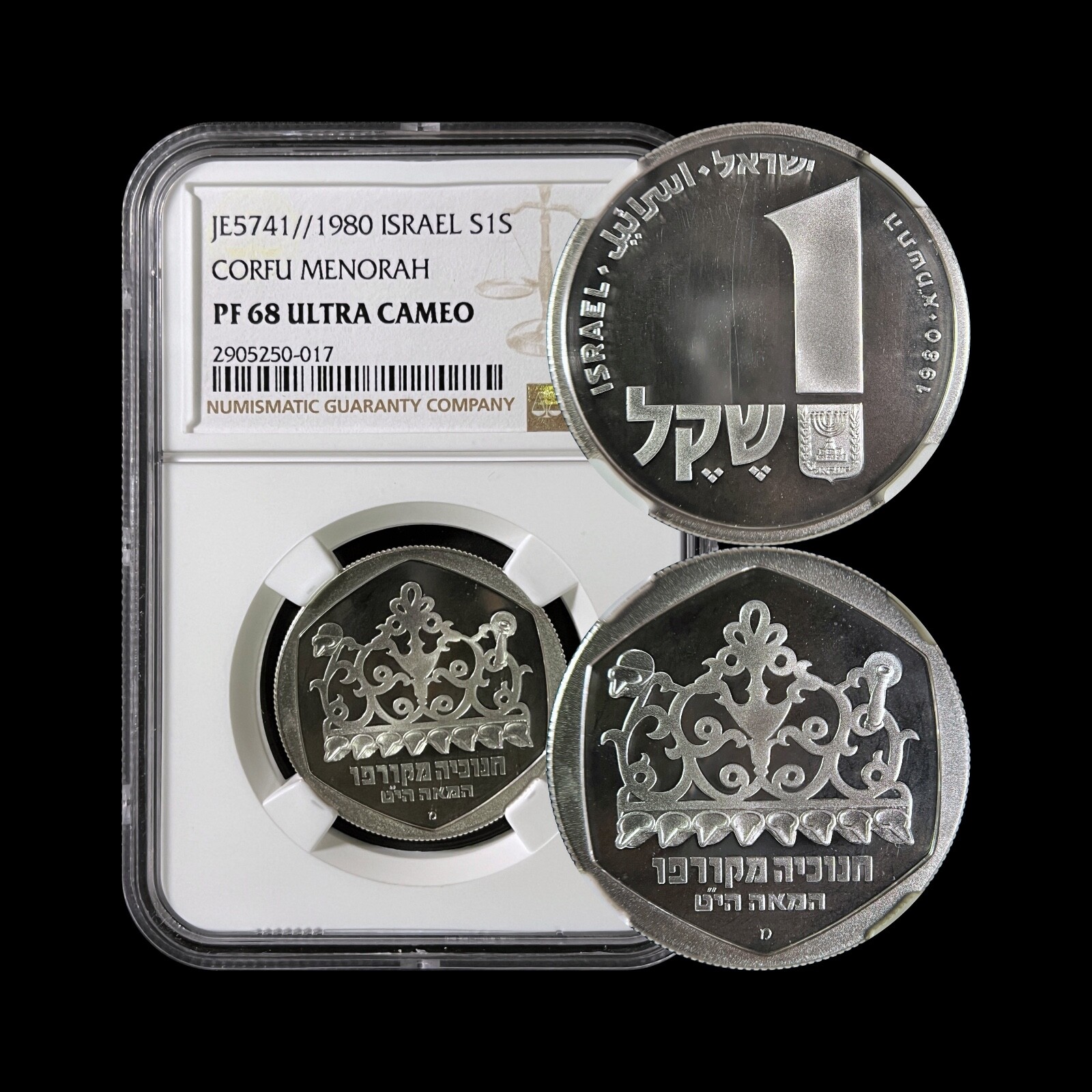 ISRAEL. 1980, Sheqel, Silver - NGC PF68 - Hanukkah, Corfu
