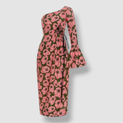 Pre-owned Agua By Agua Bendita $1250  Women's Pink Cadillo One-shoulder Maxi Dress Size Xs