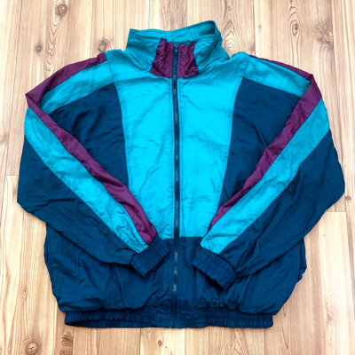 Vintage St. John s Bay Green Full Zip Nylon Windbreaker Jacket Adult Size L