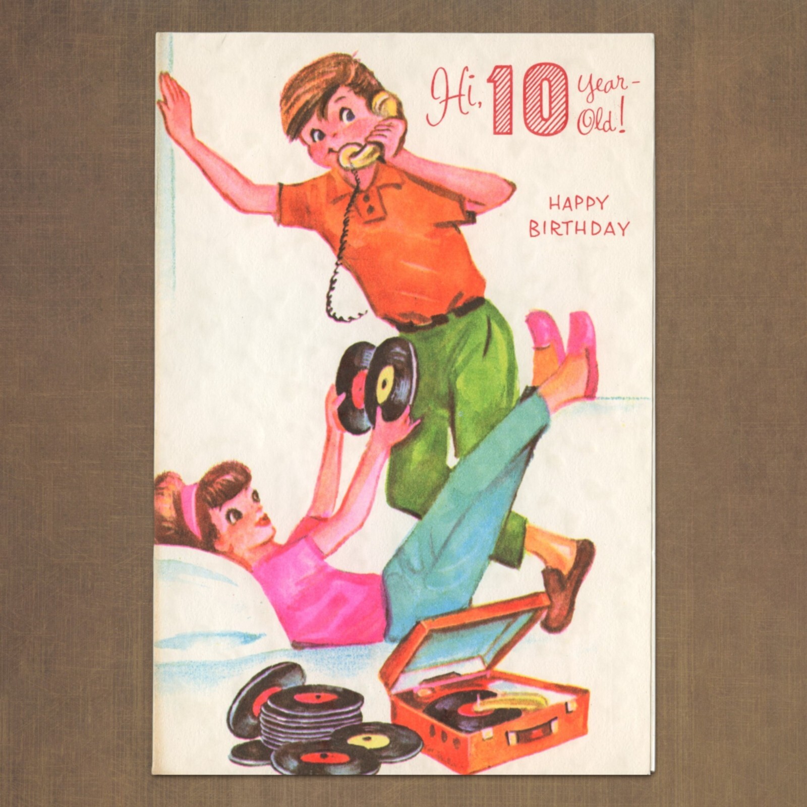 Unused Vintage 1960s Crystal Card HAPPY 10TH BIRTHDAY Card