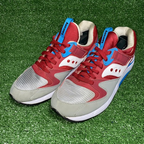 SAUCONY スニーカーズ GRID 9000 Saucony Mens Grid 9000 Red/Gray Fashion and Comfort Sneaker