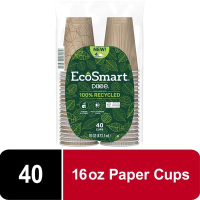 40 Count Brown Dixie EcoSmart 100% Recycled Fiber Disposable Paper Cups, 16 oz
