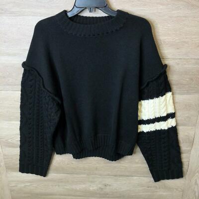 Onitsuka Tiger Womens Small Performance Black/Ivory WS Oversized Knit Top NWT