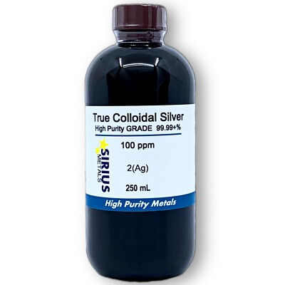 True Colloidal Silver NanoParticles (AgNPs): 100 ppm - 250 mL in Plastic