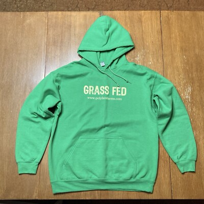 GRASS FED Polyface Farm (Joel Salatin) Hoodie, Size Large, Gildan Heavy Blend.