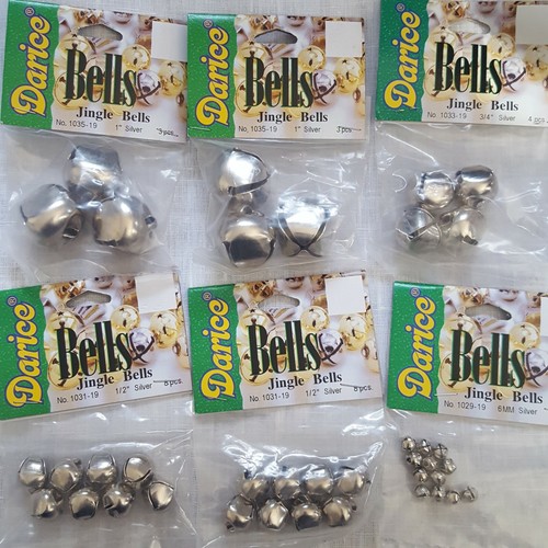 New Silver Jingle Bells Lot (8 packs) 54 Bells in all