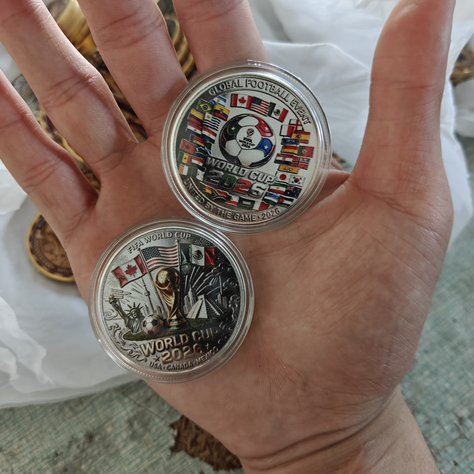 1PC FIFA World Cup 2026 USA Canada Mexico Commemorative Coin