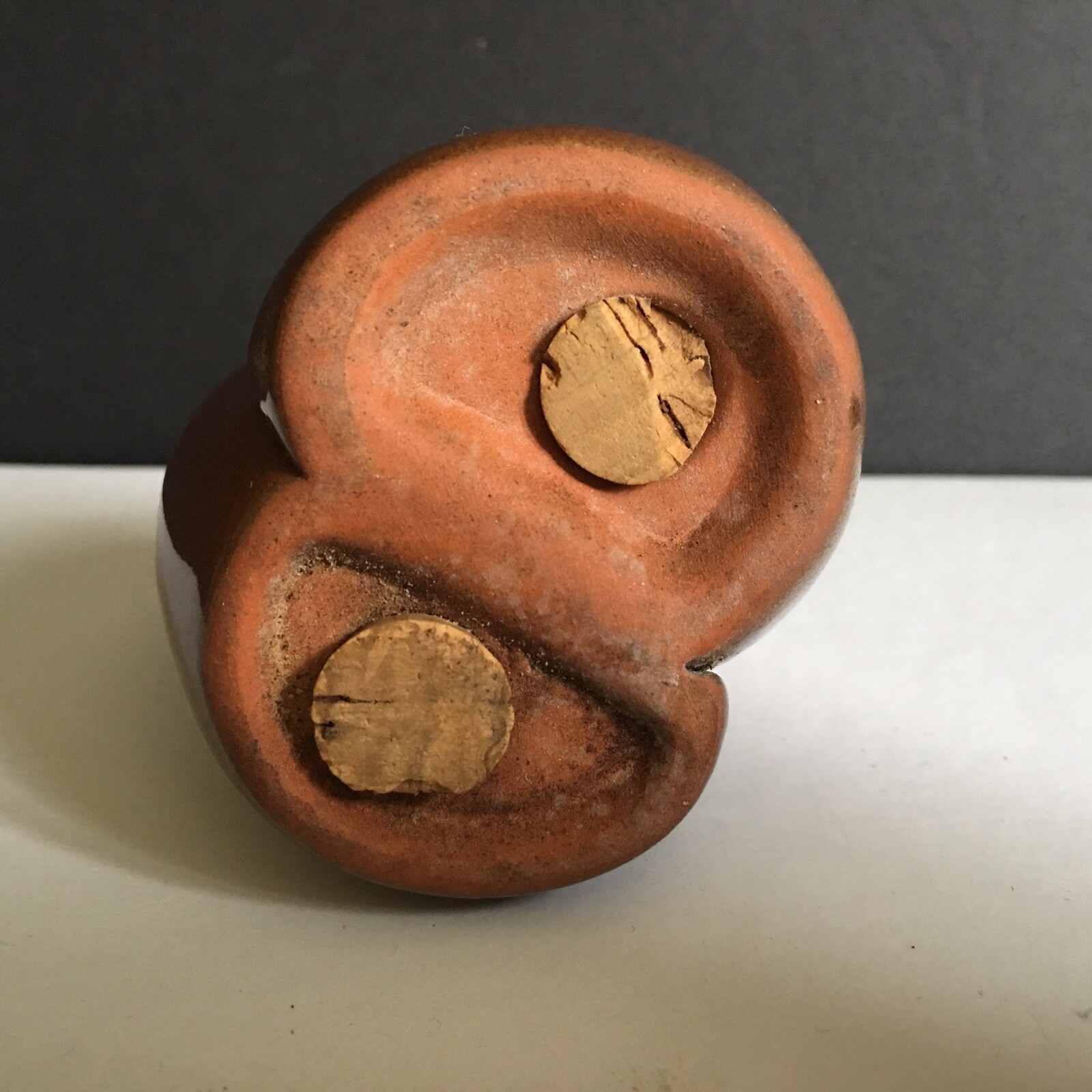 Vintage Frankoma Lazy Bones Brown Salt and Pepper shaker with corks