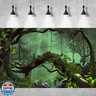 Forest Aquarium Background Jungle Plants Lush Green Trees Reptile Habitat Background Foggy Rainforest Natural Landscape Fish Tank Background Misty Rainforest Terrarium Background Vinyl 24x16in