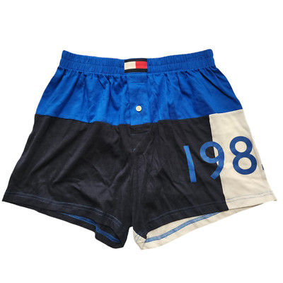 Tommy Hilfiger Men's Cotton Knit Boxer Short Tag-less Blue Size Small