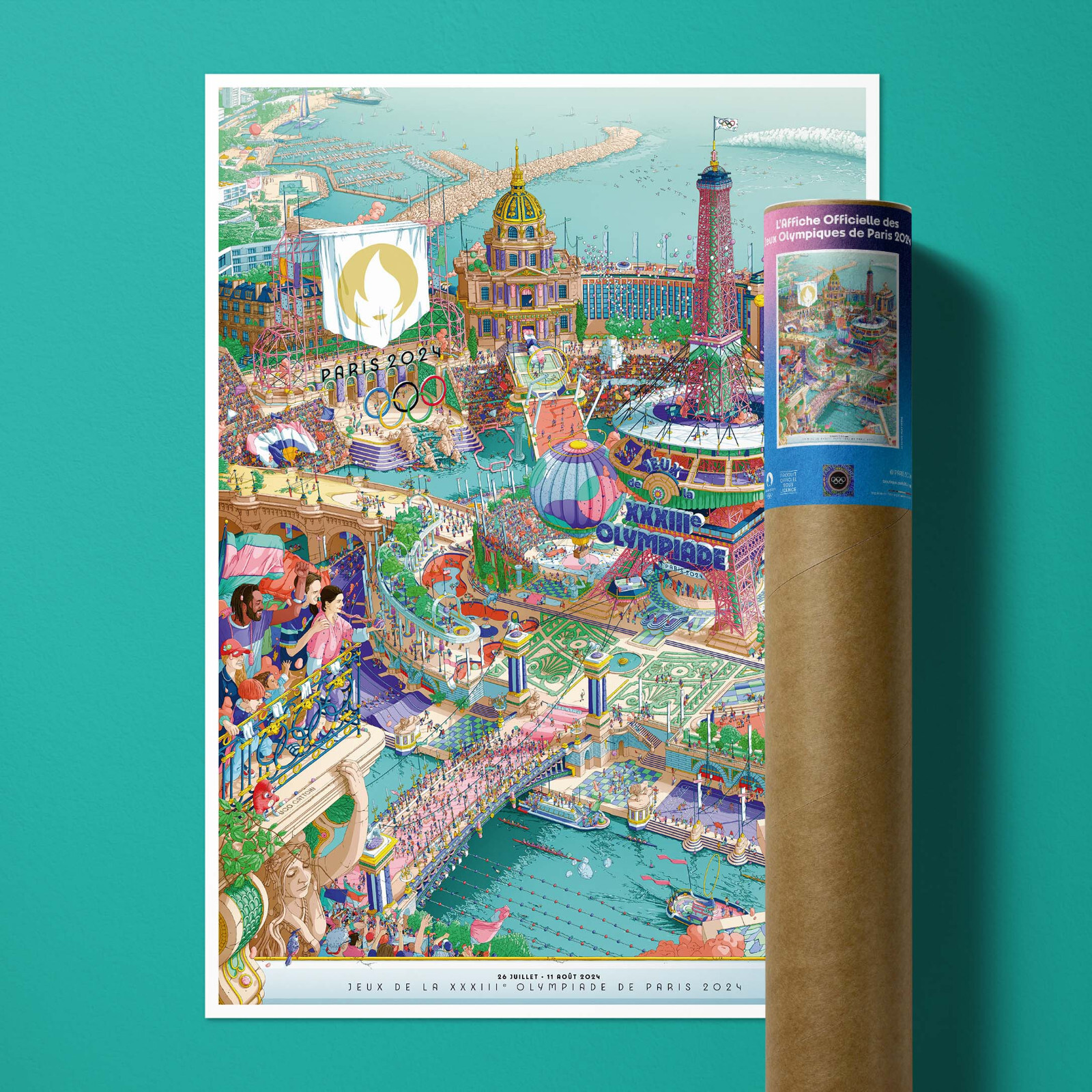 New Official Olympics Paris 2024 Poster Ugo Gattoni Color Day 24