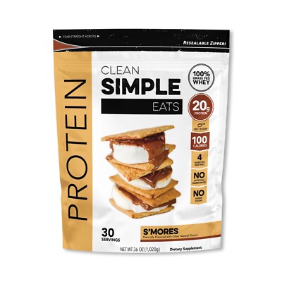 Clean Simple Eats - S mores Whey Protein Powder - 30 Servings - 37oz