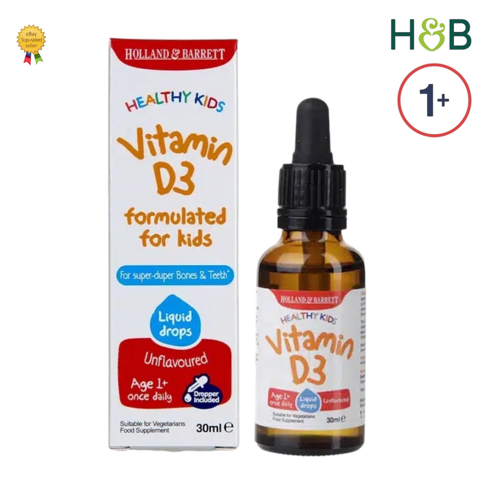 Holland & Barrett Vitamin D3 Drops for Kids 1+ – 30ml Liquid Supplement
