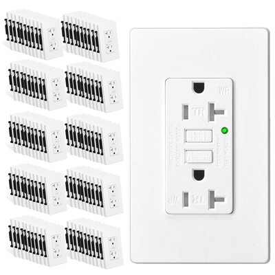 GFCI GFI Outlet 20Amp Tamper Resistant Ground Fault Duplex Receptacle ETL 100Pcs
