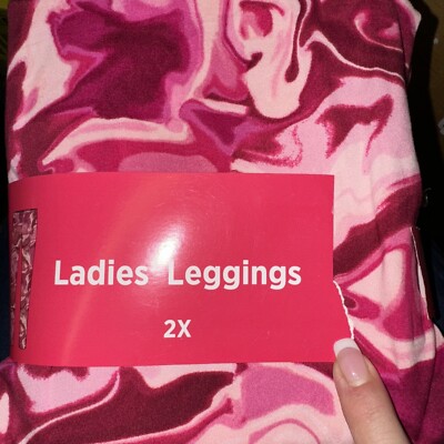 Bobbie Brooks Leggings Yoga  Pants Size 2x Pink Fuchsia SWIRLS polyester Spandex