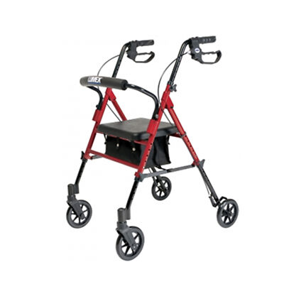 Lumex Set N' Go Wide 2-In-1 Height Adjustable Rollator Walker w/ Pouch, Burgundy
