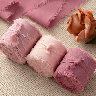 Mothers Day Ribbon 3 Rolls Dusty Rose Flower Ribbons 1.5'' x 7Yd Rose Bouquet ...