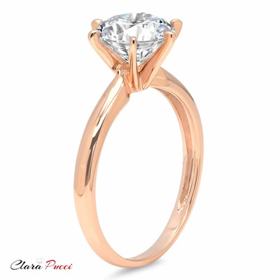 Pre-owned Pucci 1.50 Ct Brilliant Round Cut Solitaire Engagement Ring Real Solid 14k Rose Gold In White/colorless