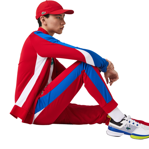 Мужские теннисные спортивные штаны Lacoste Red/Blue/White SPORT с защитой от бега