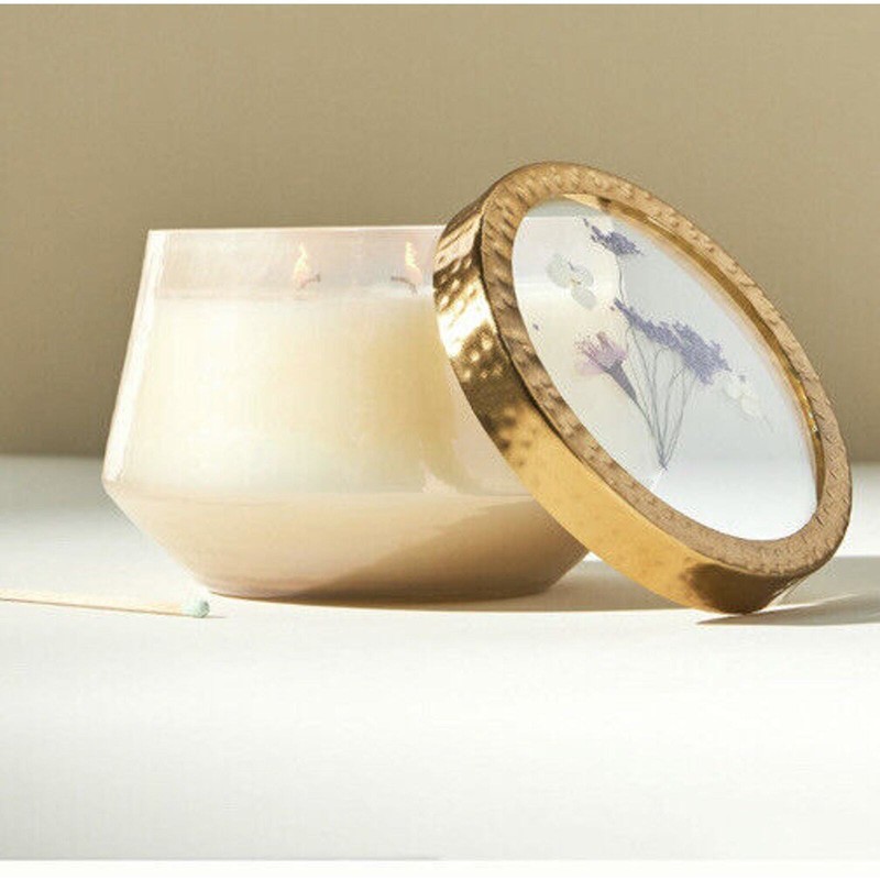 Anthropologie Floral Pressed Candle Sun Soaked Citrus 90 Hour Burn