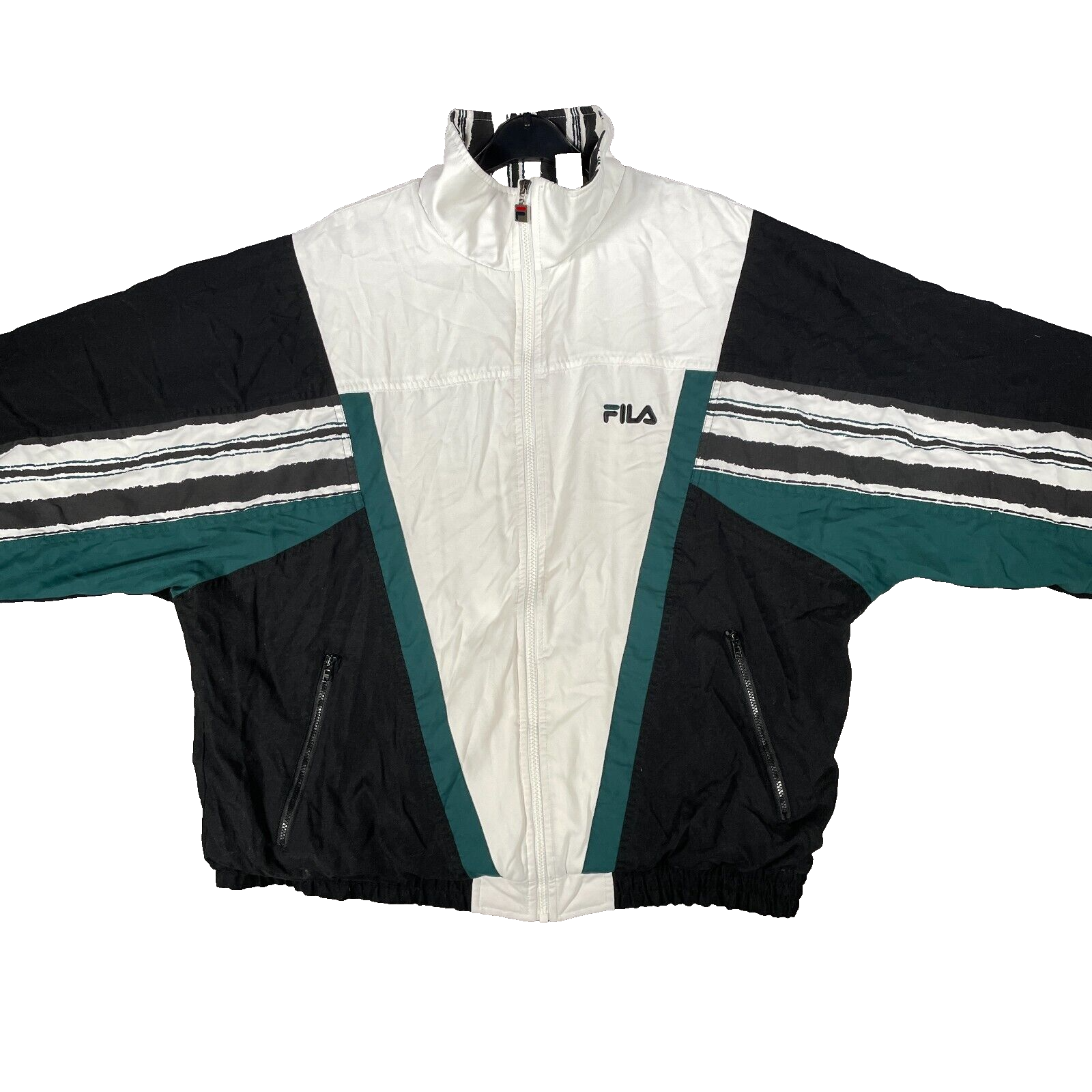 FILA 90年代　track jacket Vintage 90S FILA Embroidered Patch Navy Velvet Grunge Jacket