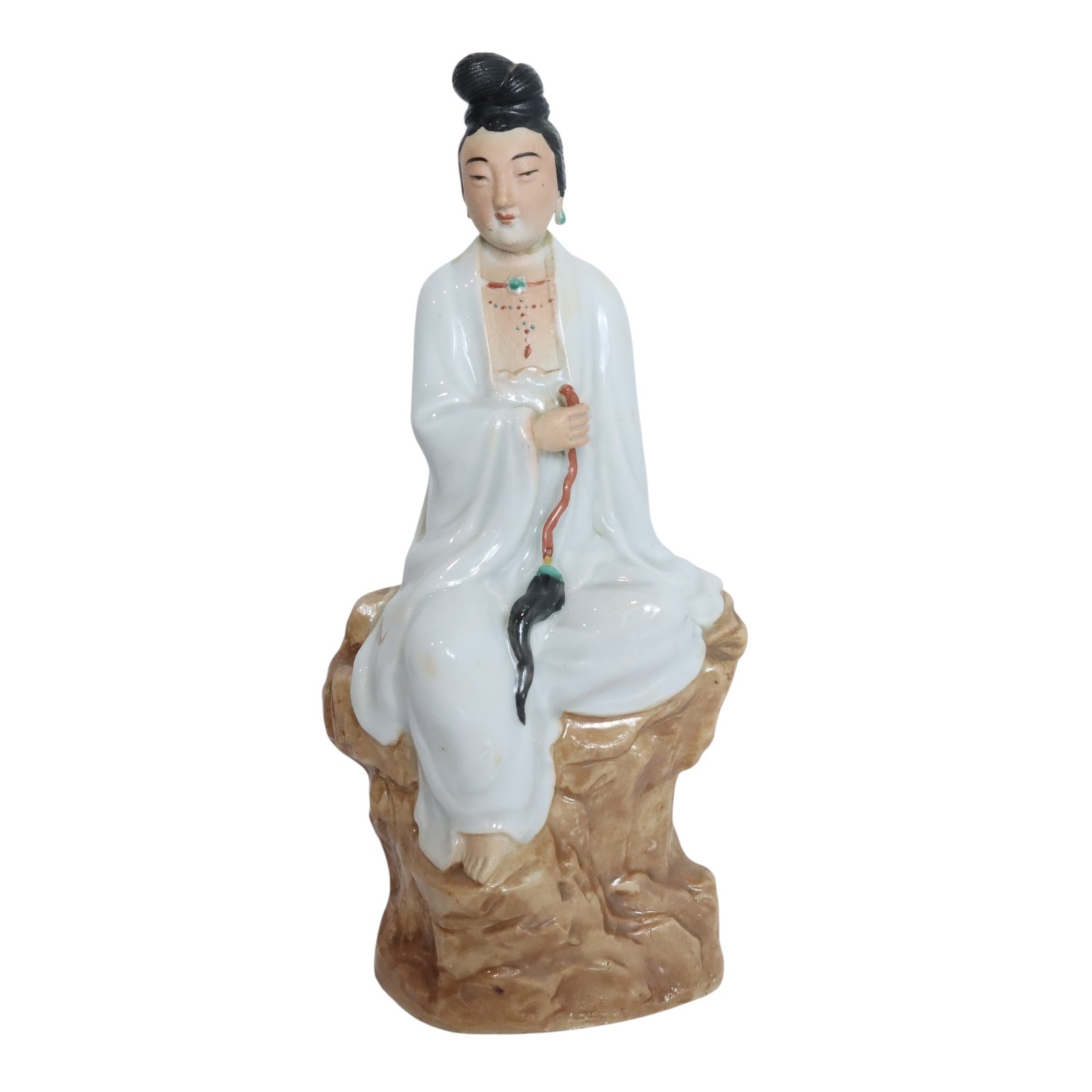 Antique Chinese Export Porcelain Guan Yin Goddess Mercy Signed Qing 19th Century