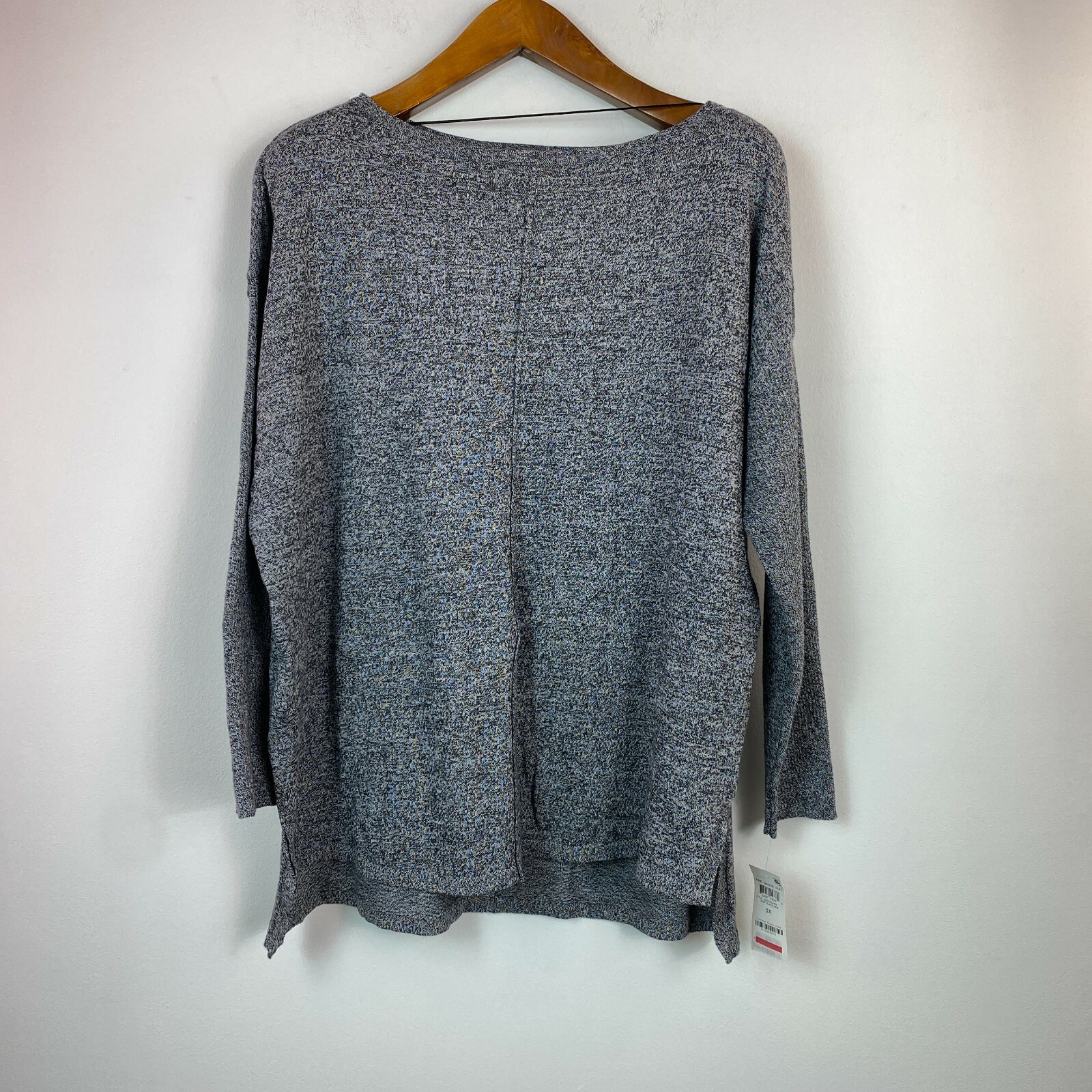 Style & Co Womens Plus 0X Gray Black Seam Front Boat Neck