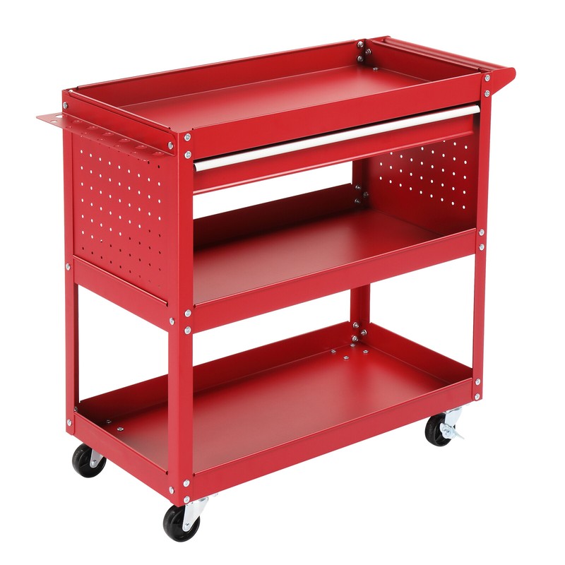 3-Tier Tool Cart Storage Shelf Roller Cabinet DIY Box for