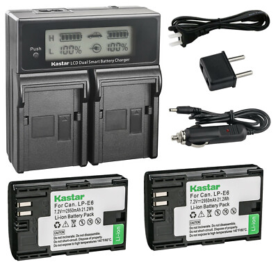 Kastar Battery Fast Charger for Canon LP-E6 LP-E6N LC-E6E & Canon EOS 5D Mark IV