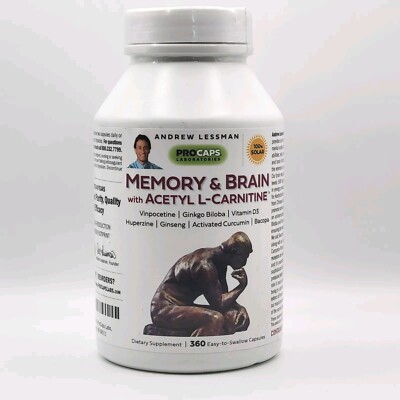 Andrew Lessman MEMORY & BRAIN - 360 Capsules - w/Acetyl L-Carnitine New & Sealed