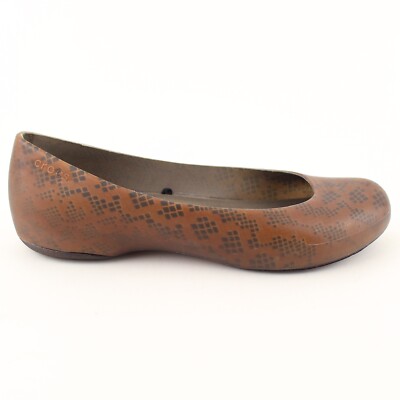 Crocs Womens Size 7 Brown Synthetic Slip On Flats Shoes
