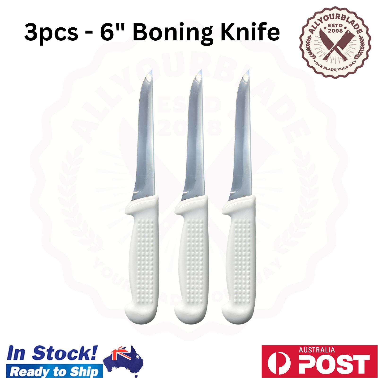 Diekensen Butchers 6'' Straight Boning Knife Slicing Narrow Blade - Set of 3