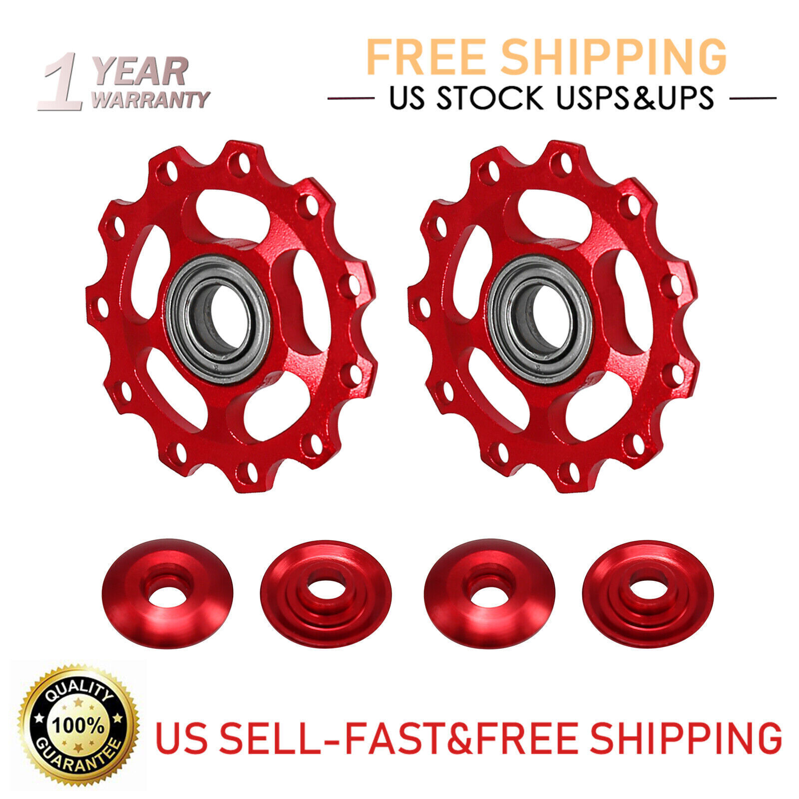 2Pcs Aluminum Mountain Bike Cycling 11T Jockey Wheel Rear Derailleur Pulley