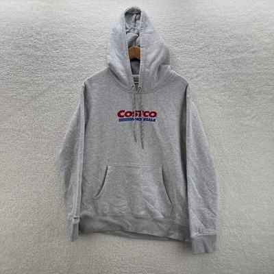 Costco Hoodie Men's Medium Gray Pullover Sweater Sweatshirt Embroidered Grocery