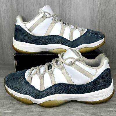 Nike Mens Air Jordan 11 Retro Low Navy White Snakeskin Sz 13 CD6846-102 2019