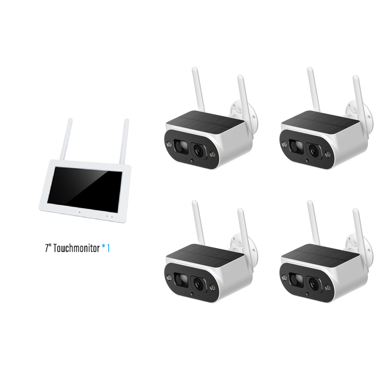4 Outdoor Wireless Security System Solar Panel Spotlight Camera Touch Screen NVR