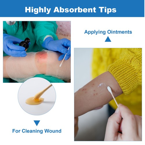 JMU Sterile Cotton Swabs Q-tips 3" Sterile Wood Shaft Medical Swabs 200pcs/pk