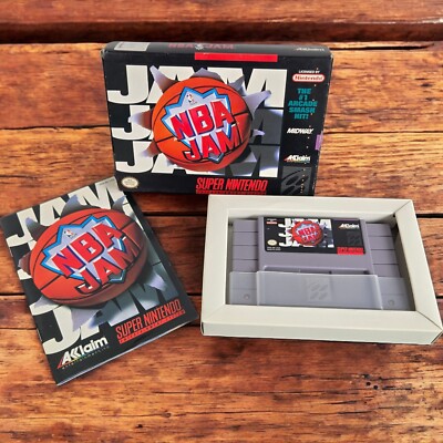 NBA Jam (Super Nintendo SNES) Complete in Box CIB 1994 Authentic Free Shipping 