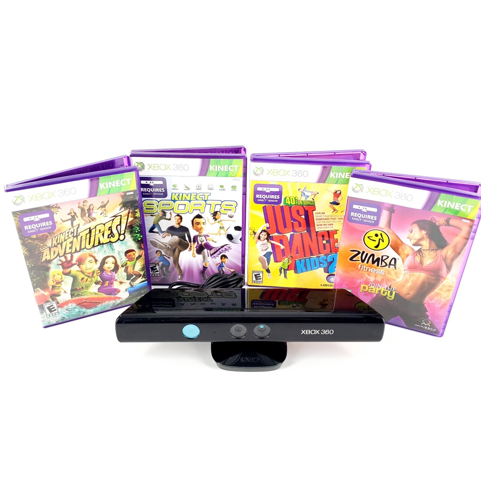 Microsoft Xbox 360 Kinect Sensor Motion Bar 1473 w/ 4 Games