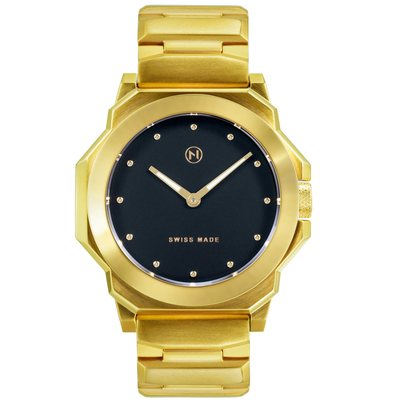 NOVE NOVE ROCKETEER GOLD BLACK WATCH - BRAND