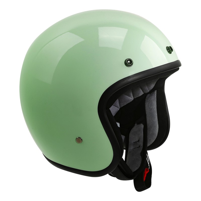 DOT Helmet Adult Motorcycle 3/4 Open Face Retro Vintage Green Double D-ring ABS