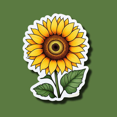 Yellow Sunflower Flower Nature Beautiful Beauty 3'' Vinyl Sticker