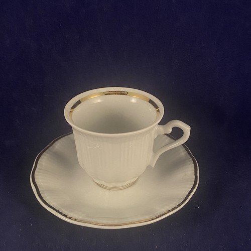 Walbrzych Empire Gold Trim Flat Cup & Saucer Set Poland Discontinued China