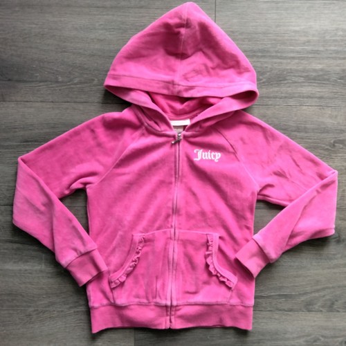 Juicy Couture Pink Silver Velour Hoodie 7 Girls Zip Up