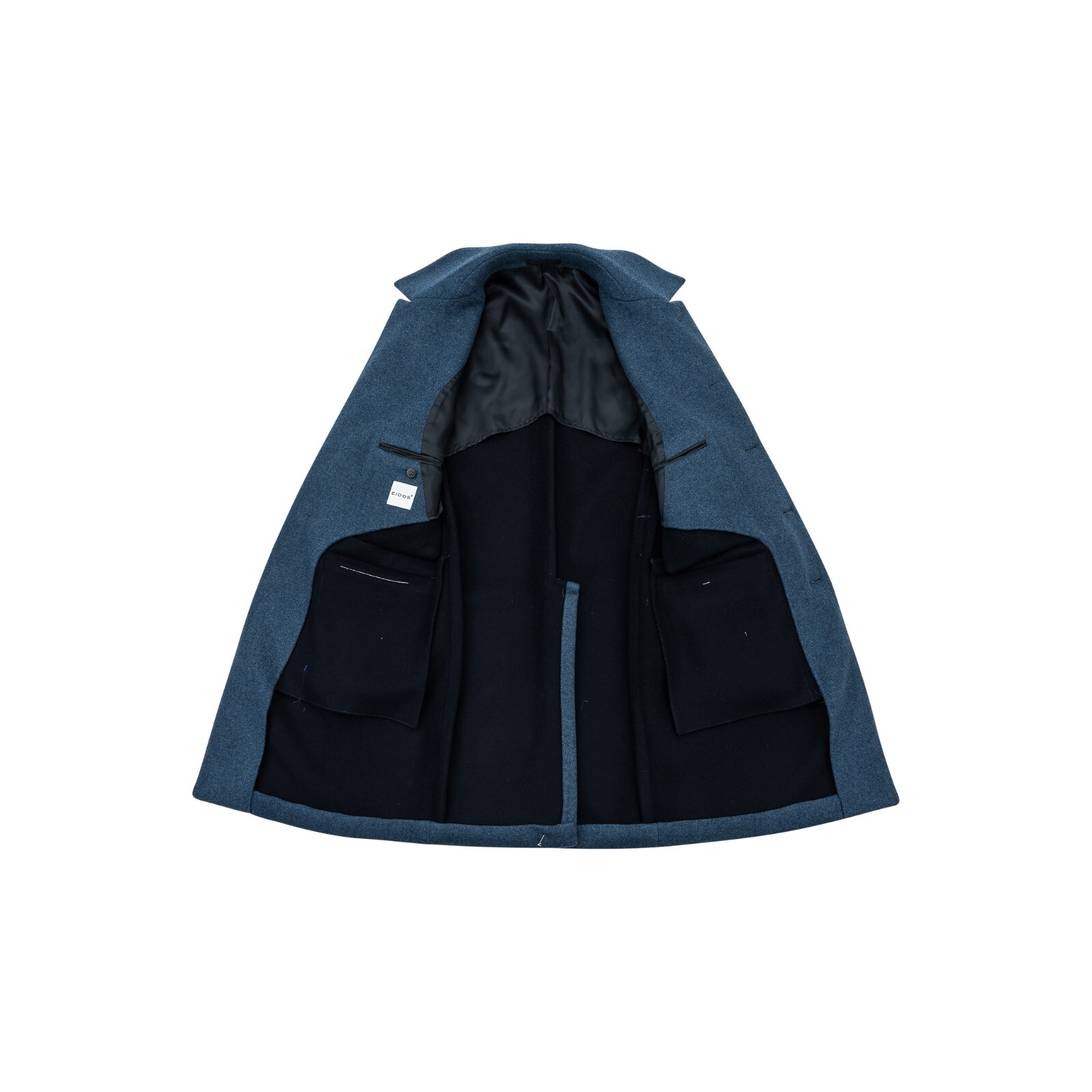 Pre-owned Eidos $1600  By Isaia Napoli Blue Coat Flannel Wool / Cashmere 38 Us / 48 Eu Slim