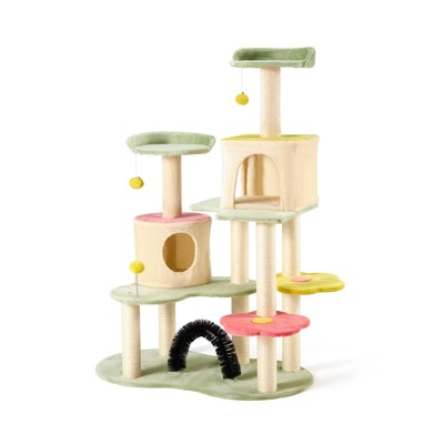 Flower Cat Tree Tower, 59 Inches Cute Cat Tree for Indoor Cats w/Sisal Covere...