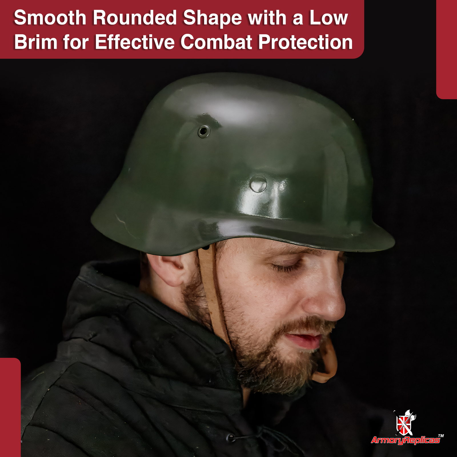 WWII German M35 Stahlhelm | Leather Inliner & Brass Buckle | 18G Steel Helmet