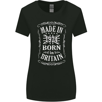 Born IN Bretaña 51st Cumpleaños Hecho 1974 Mujer Ancho Cortar Camiseta