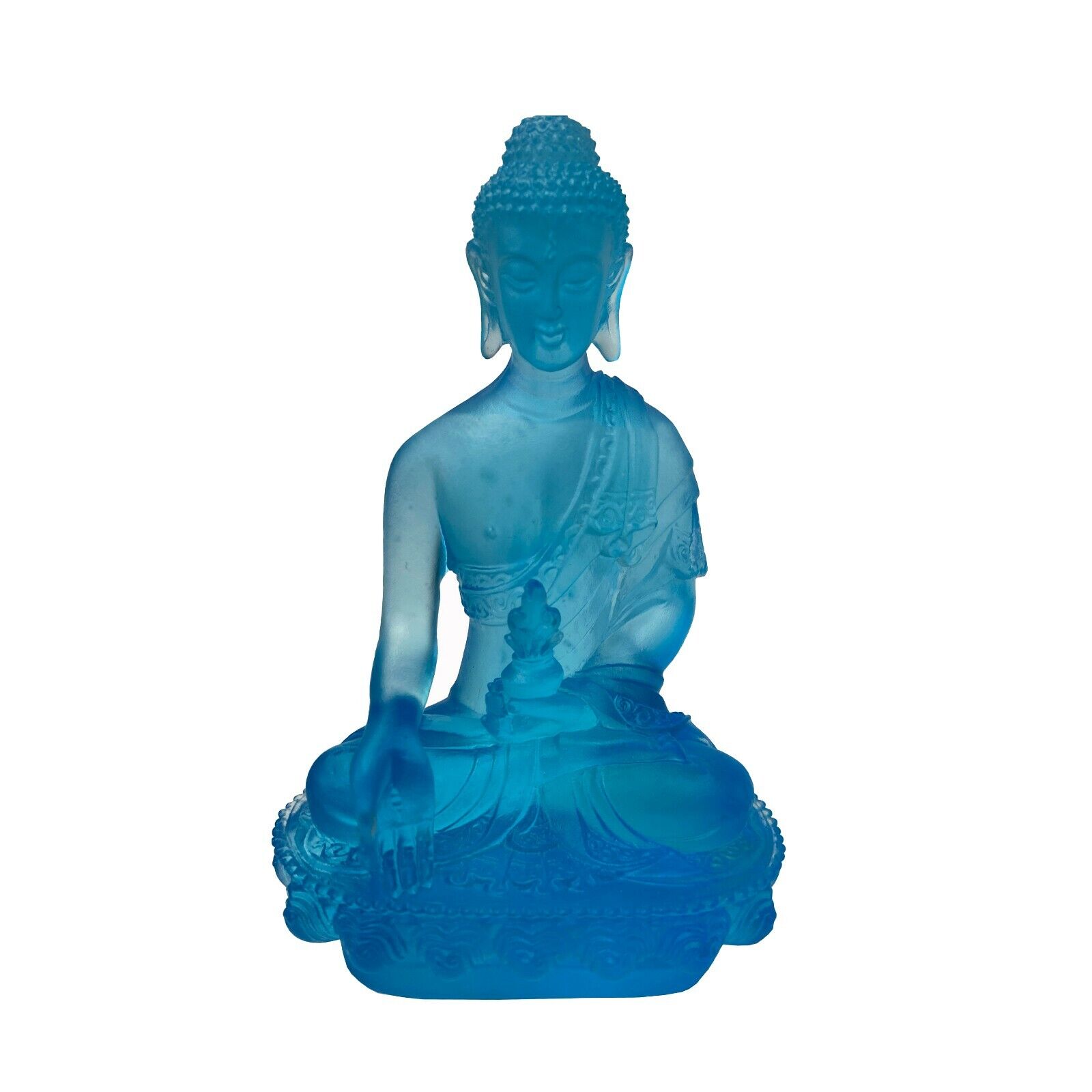 Crystal Glass Pate-de-Verre Blue Gautama Amitabha Shakyamuni Statue ws2101S Crystal Glass Pate-de-Verre Blue Gautama Amitabha Shakyamuni Statue ws2101S